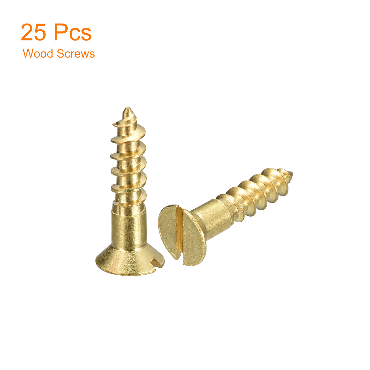 uxcell Uxcell 25Pcs M4.5 x 20mm Brass Slotted Drive Flat Head Wood Screws Self Tapping Screw