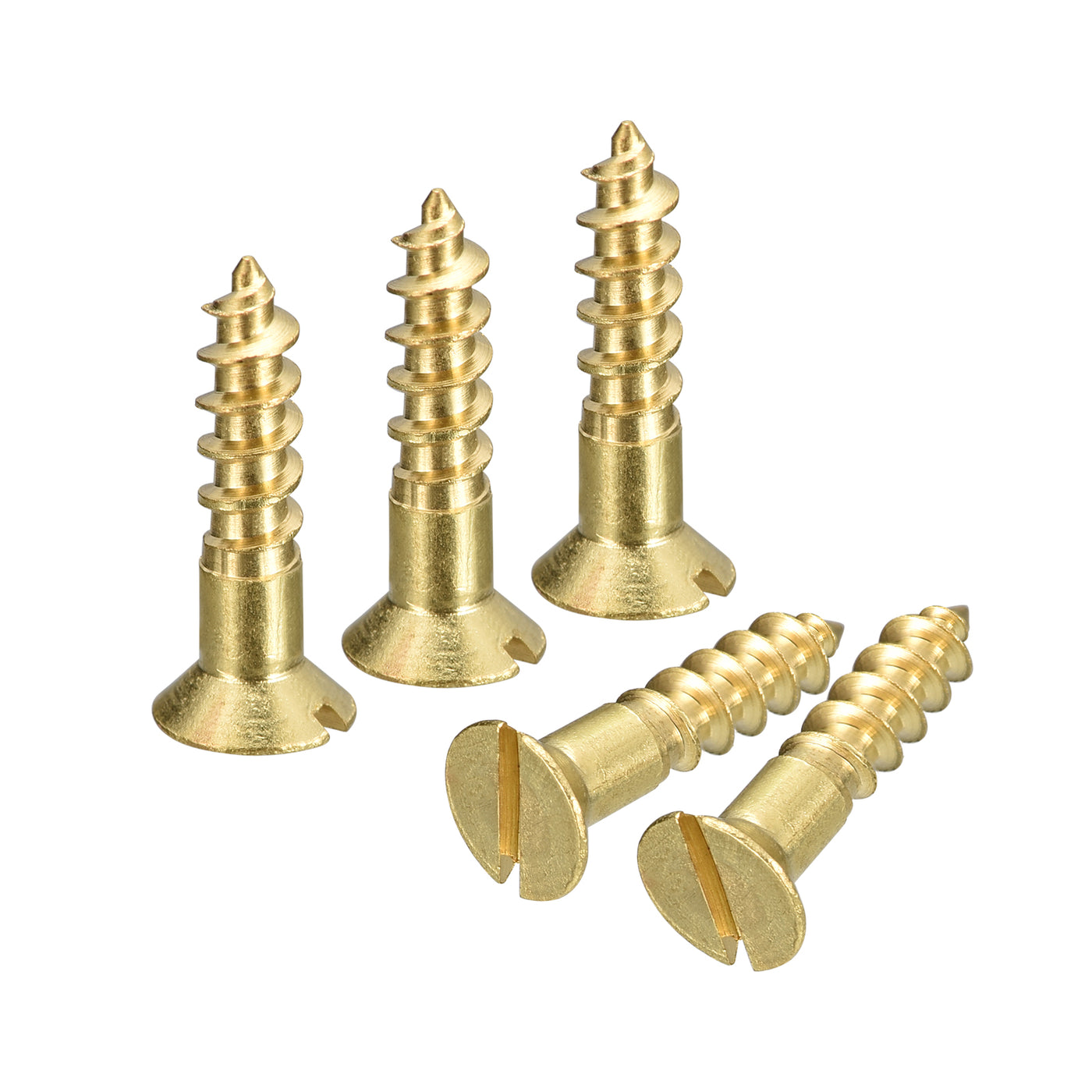 uxcell Uxcell 25Pcs M4.5 x 20mm Brass Slotted Drive Flat Head Wood Screws Self Tapping Screw