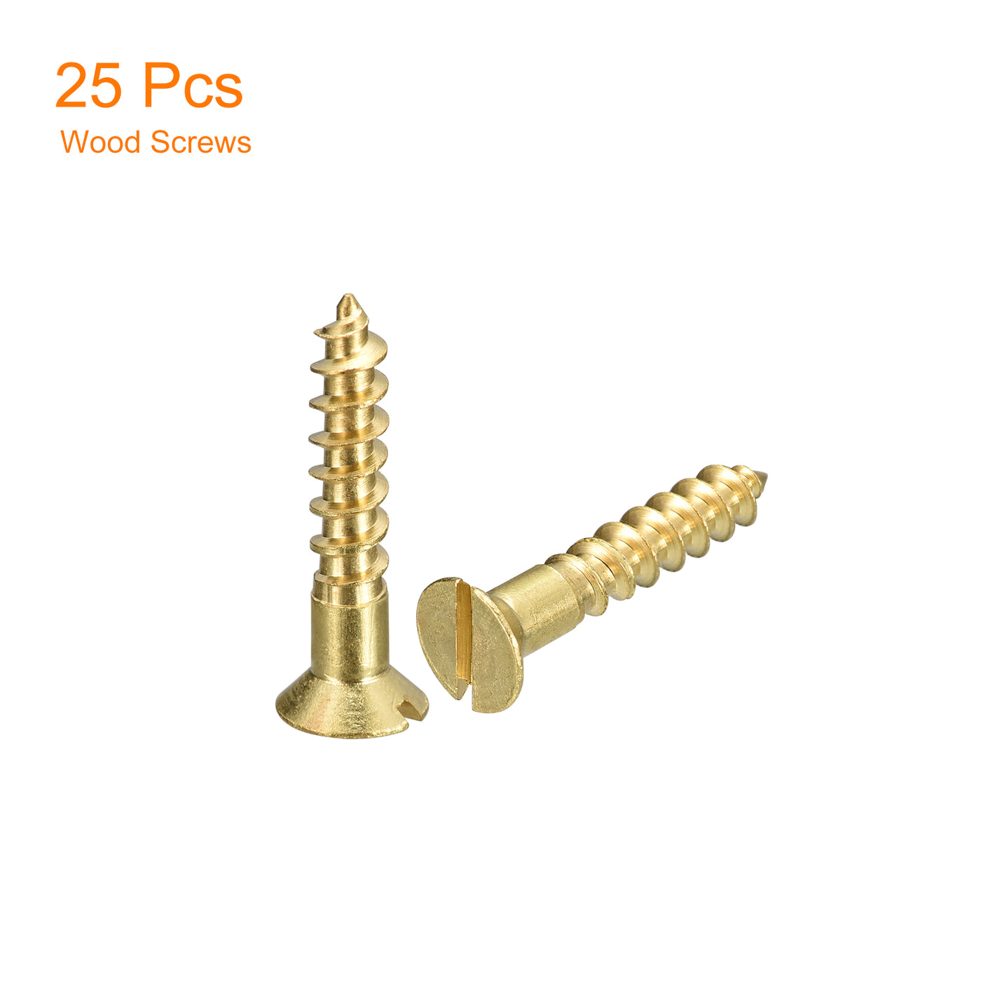 uxcell Uxcell 25Pcs M4.5 x 25mm Brass Slotted Drive Flat Head Wood Screws Self Tapping Screw