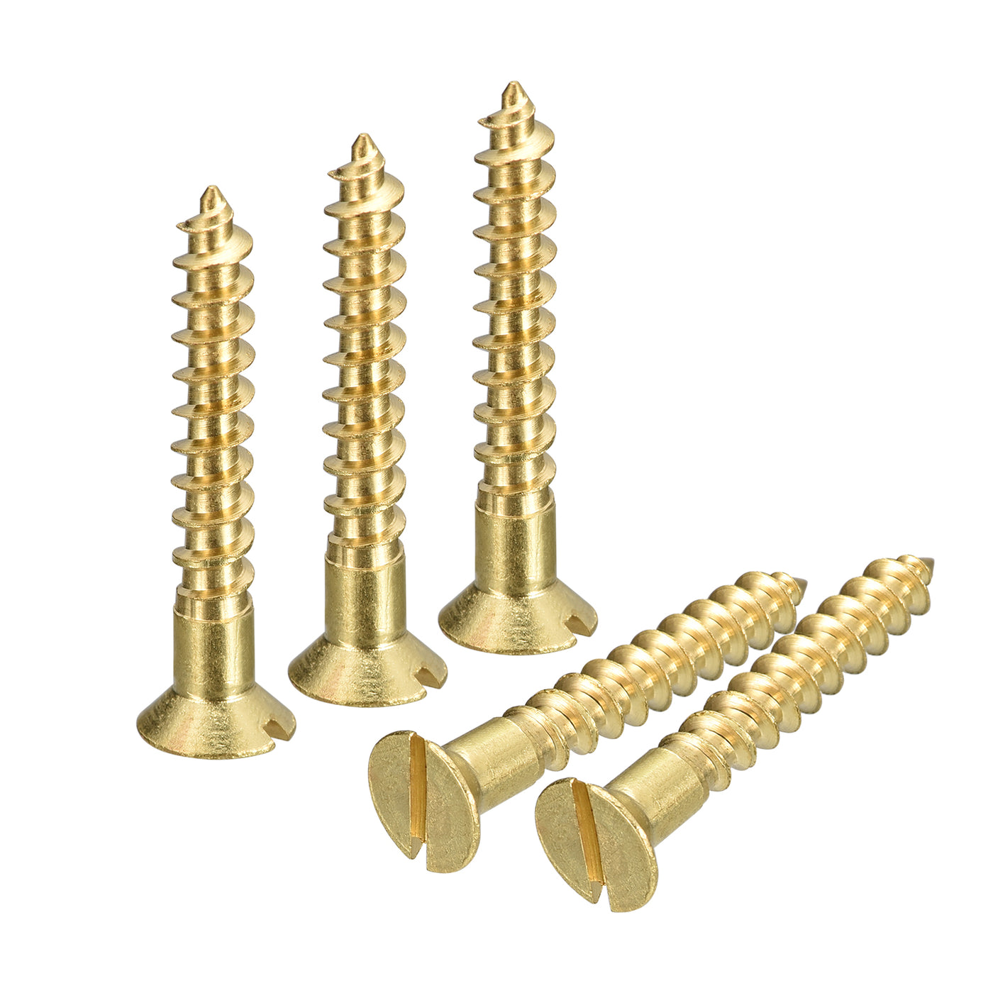 uxcell Uxcell 25Pcs M4.5 x 30mm Brass Slotted Drive Flat Head Wood Screws Self Tapping Screw