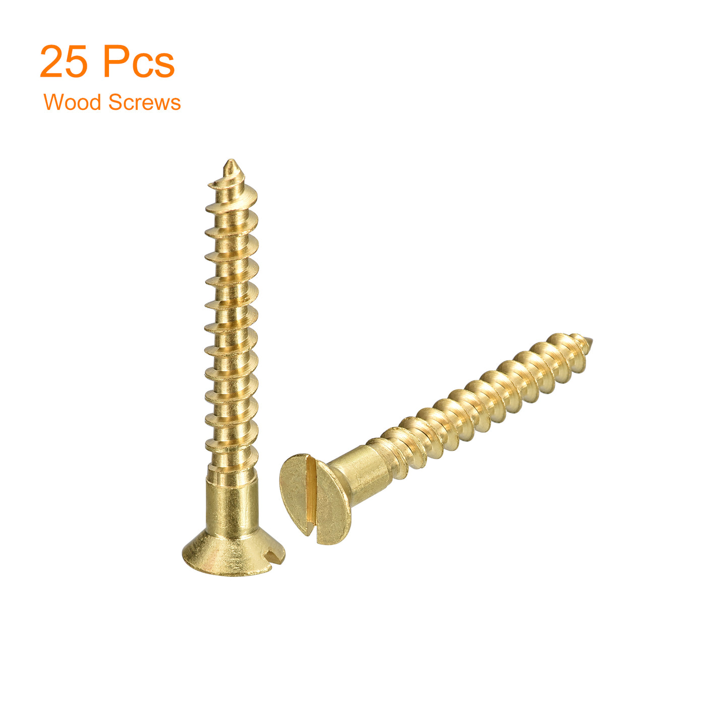 uxcell Uxcell 25Pcs M4.5 x 35mm Brass Slotted Drive Flat Head Wood Screws Self Tapping Screw