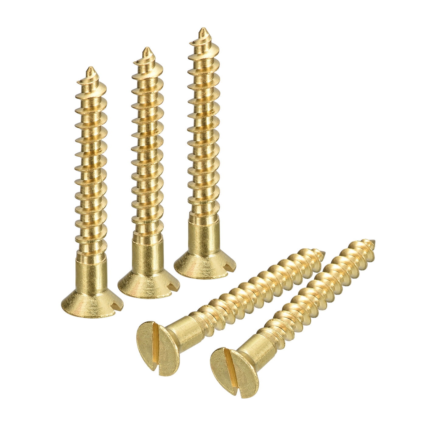 uxcell Uxcell 25Pcs M4.5 x 35mm Brass Slotted Drive Flat Head Wood Screws Self Tapping Screw