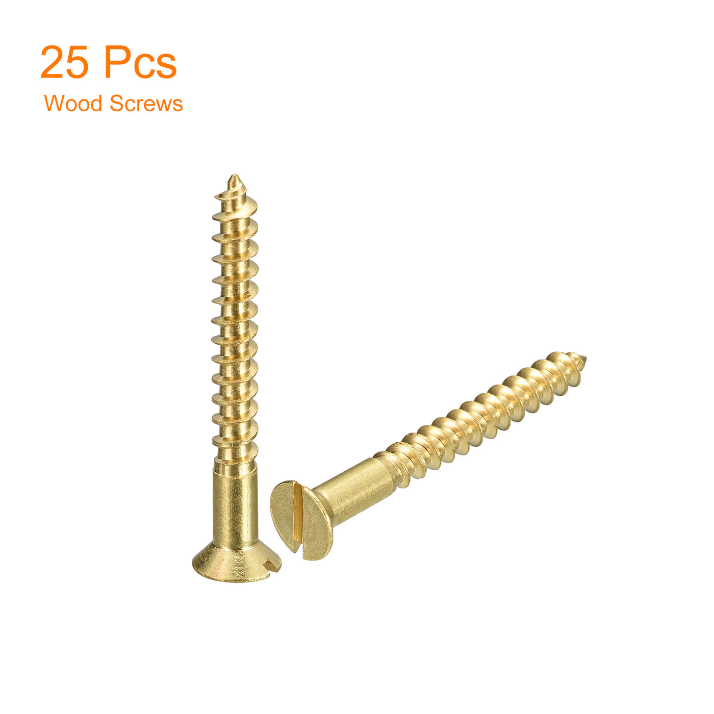 uxcell Uxcell 25Pcs M4.5 x 40mm Brass Slotted Drive Flat Head Wood Screws Self Tapping Screw