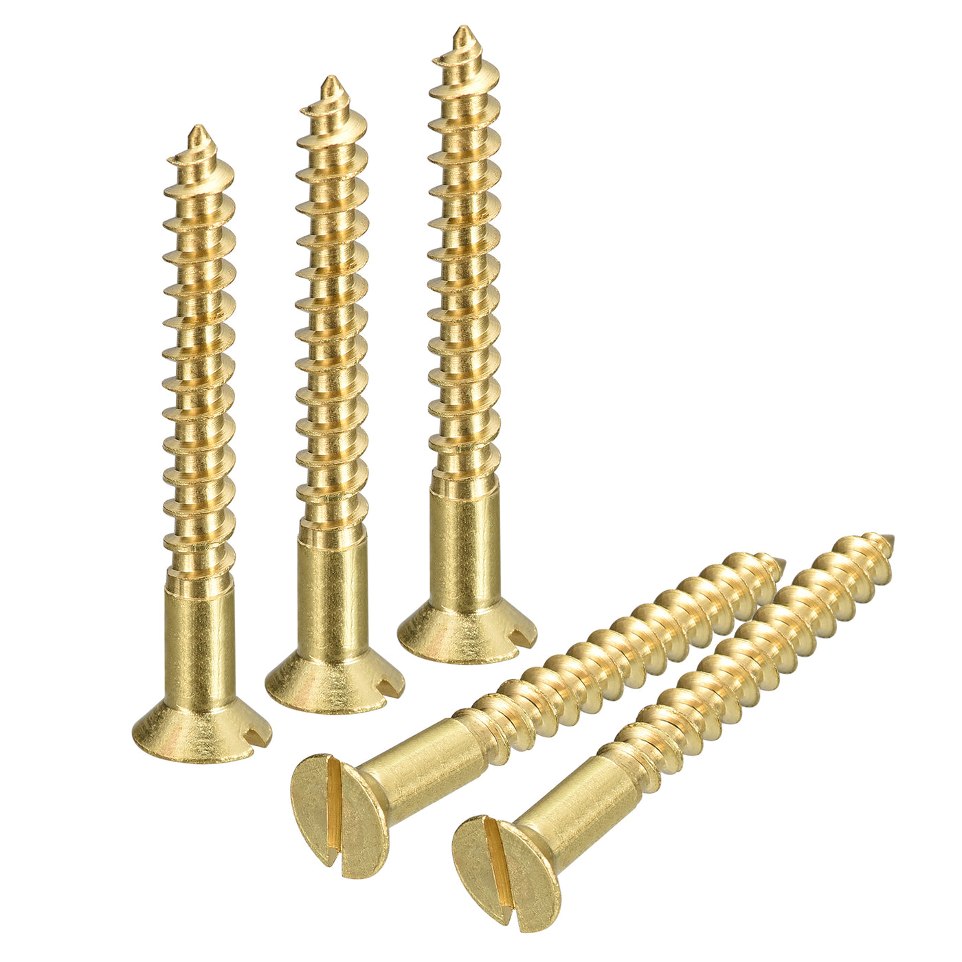 uxcell Uxcell 25Pcs M4.5 x 40mm Brass Slotted Drive Flat Head Wood Screws Self Tapping Screw