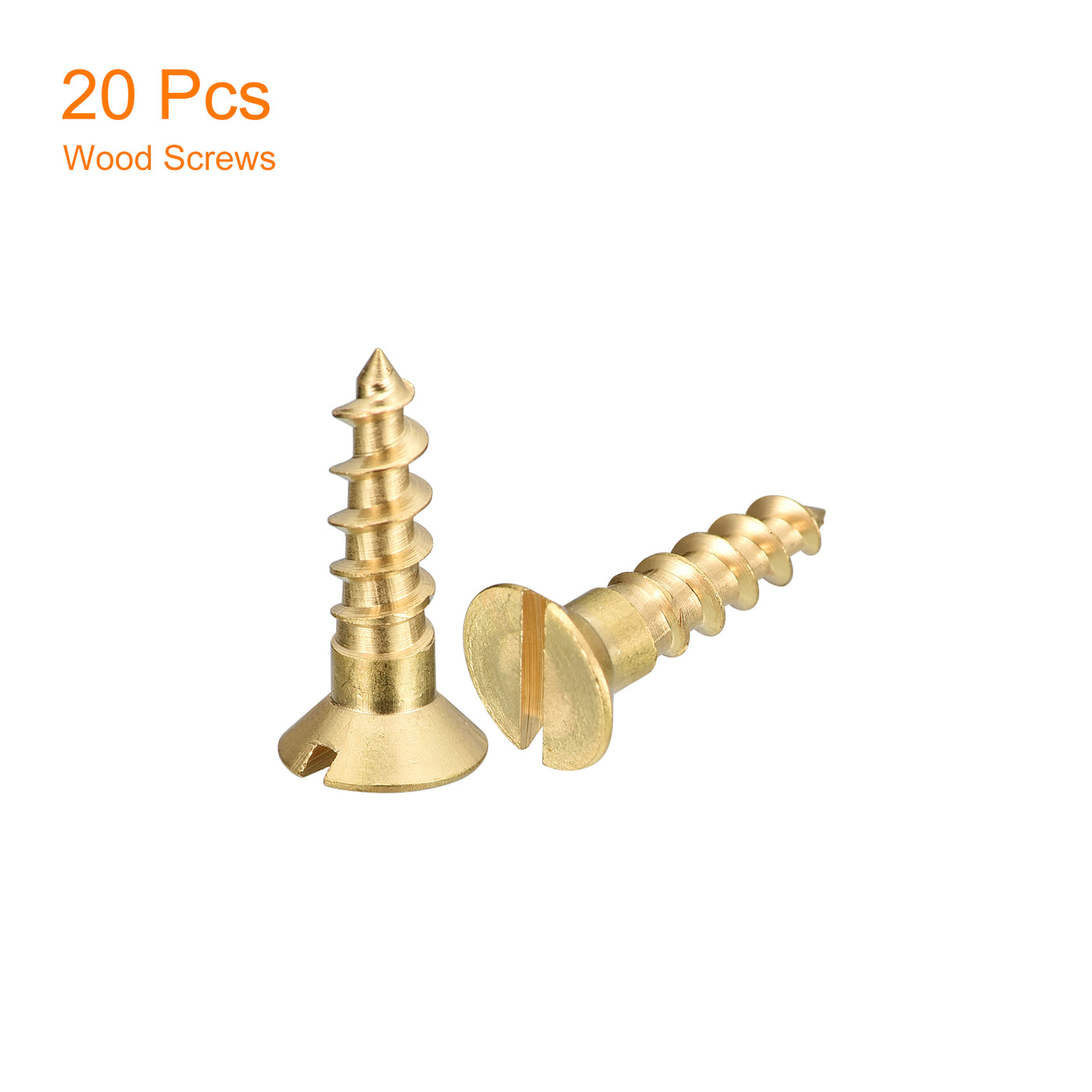 uxcell Uxcell 20Pcs M5 x 20mm Brass Slotted Drive Flat Head Wood Screws Self Tapping Screw