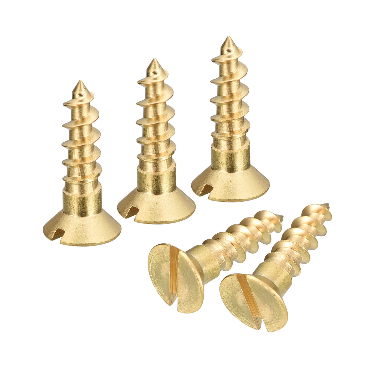 uxcell Uxcell 50Pcs M5 x 20mm Brass Slotted Drive Flat Head Wood Screws Self Tapping Screw