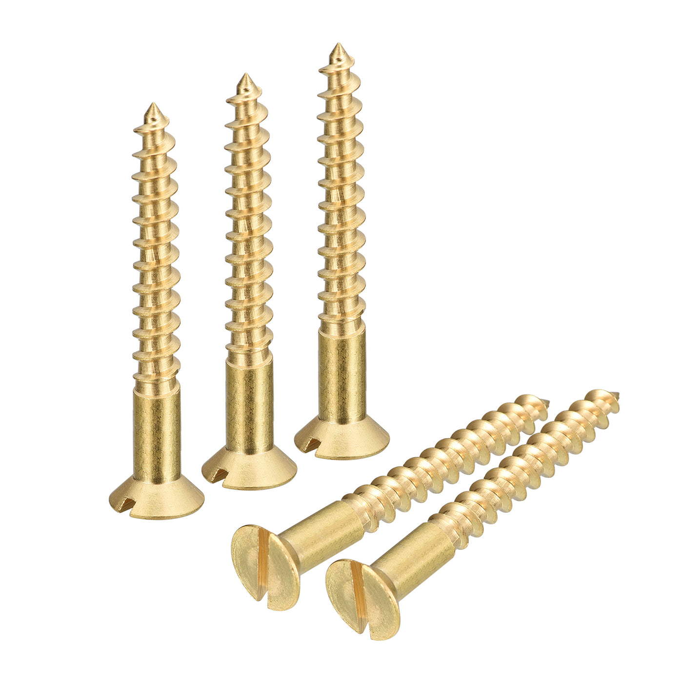 uxcell Uxcell 10Pcs M5 x 40mm Brass Slotted Drive Flat Head Wood Screws Self Tapping Screw