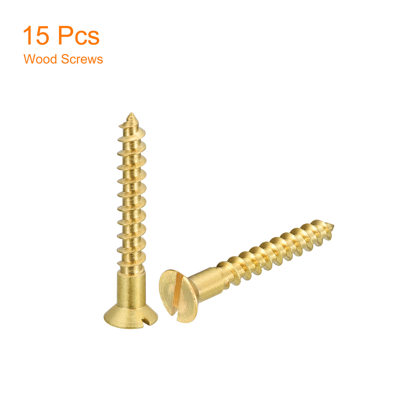uxcell Uxcell 15Pcs M5.5 x 40mm Brass Slotted Drive Flat Head Wood Screws Self Tapping Screw