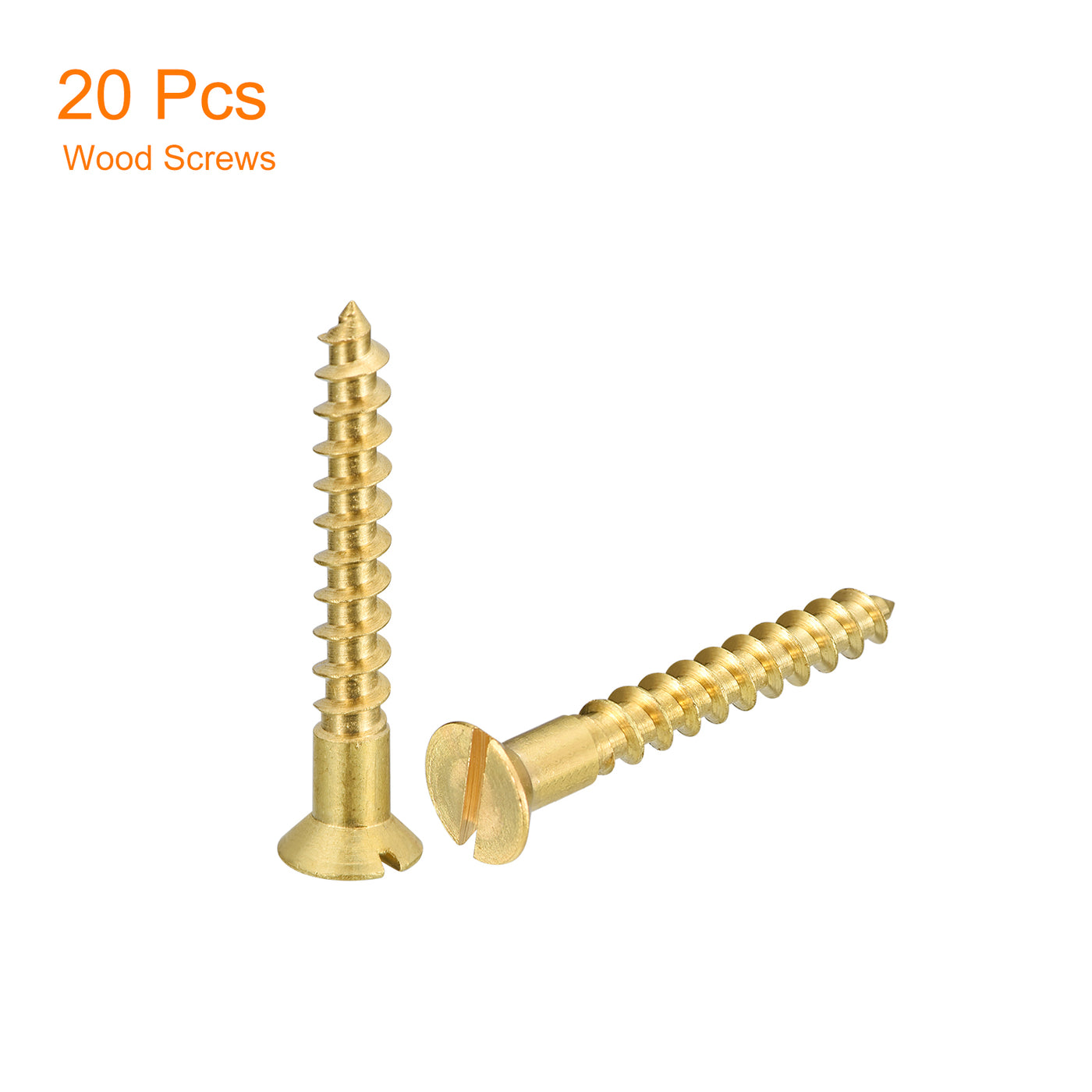 uxcell Uxcell 20Pcs M5.5 x 40mm Brass Slotted Drive Flat Head Wood Screws Self Tapping Screw
