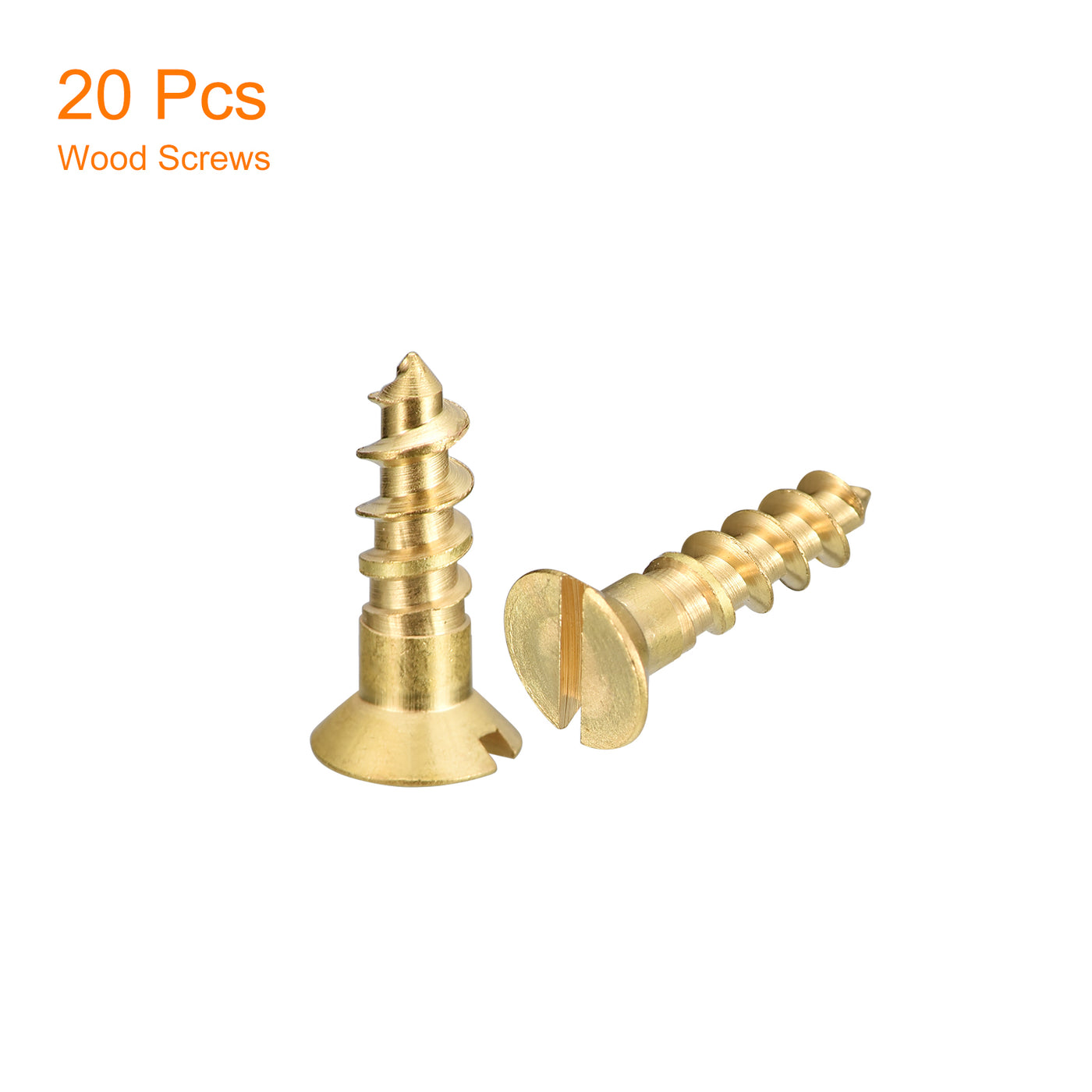 uxcell Uxcell 20Pcs M6 x 20mm Brass Slotted Drive Flat Head Wood Screws Self Tapping Screw