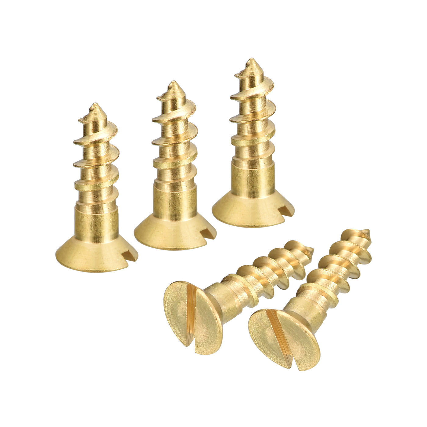 uxcell Uxcell 20Pcs M6 x 20mm Brass Slotted Drive Flat Head Wood Screws Self Tapping Screw