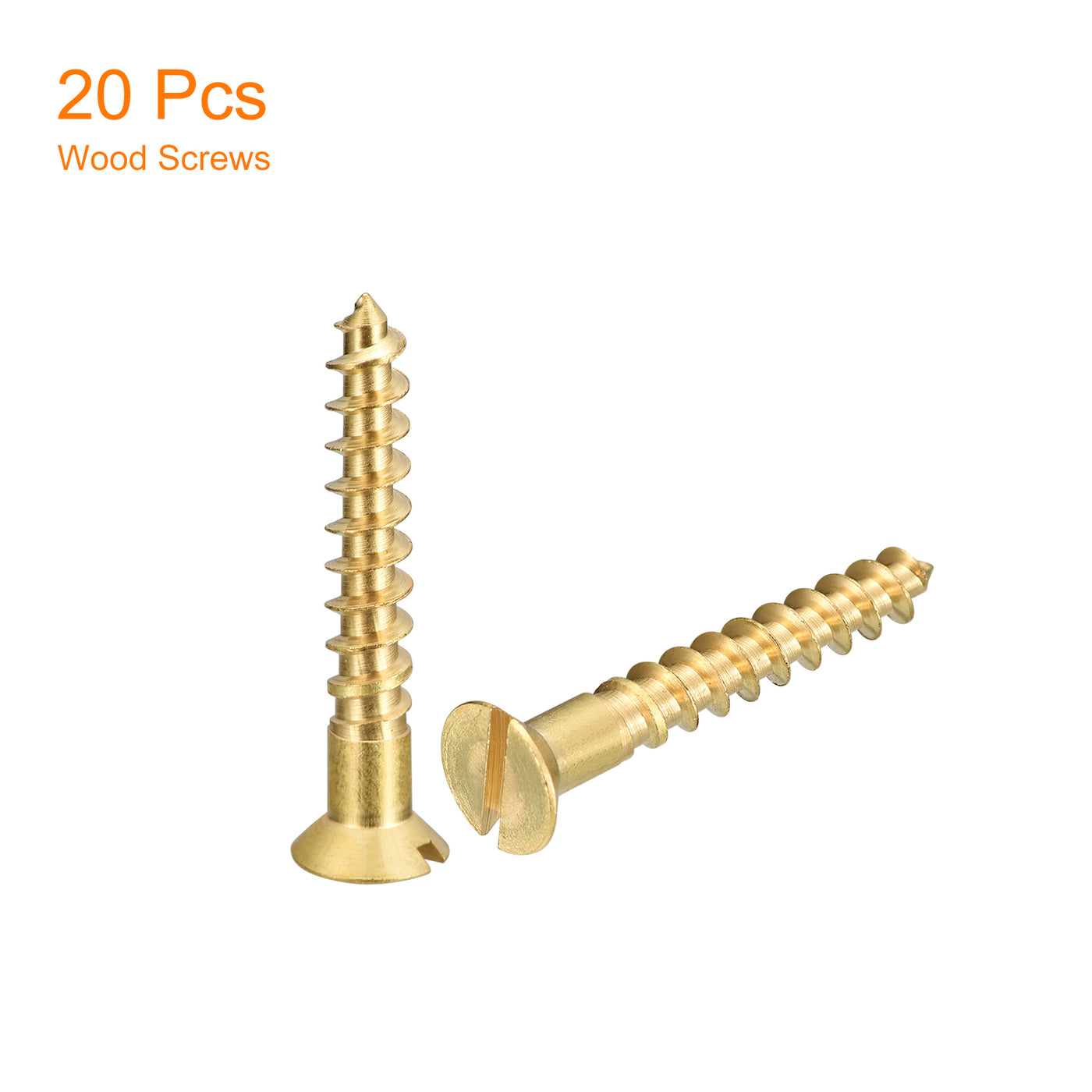 uxcell Uxcell 20Pcs M6 x 40mm Brass Slotted Drive Flat Head Wood Screws Self Tapping Screw