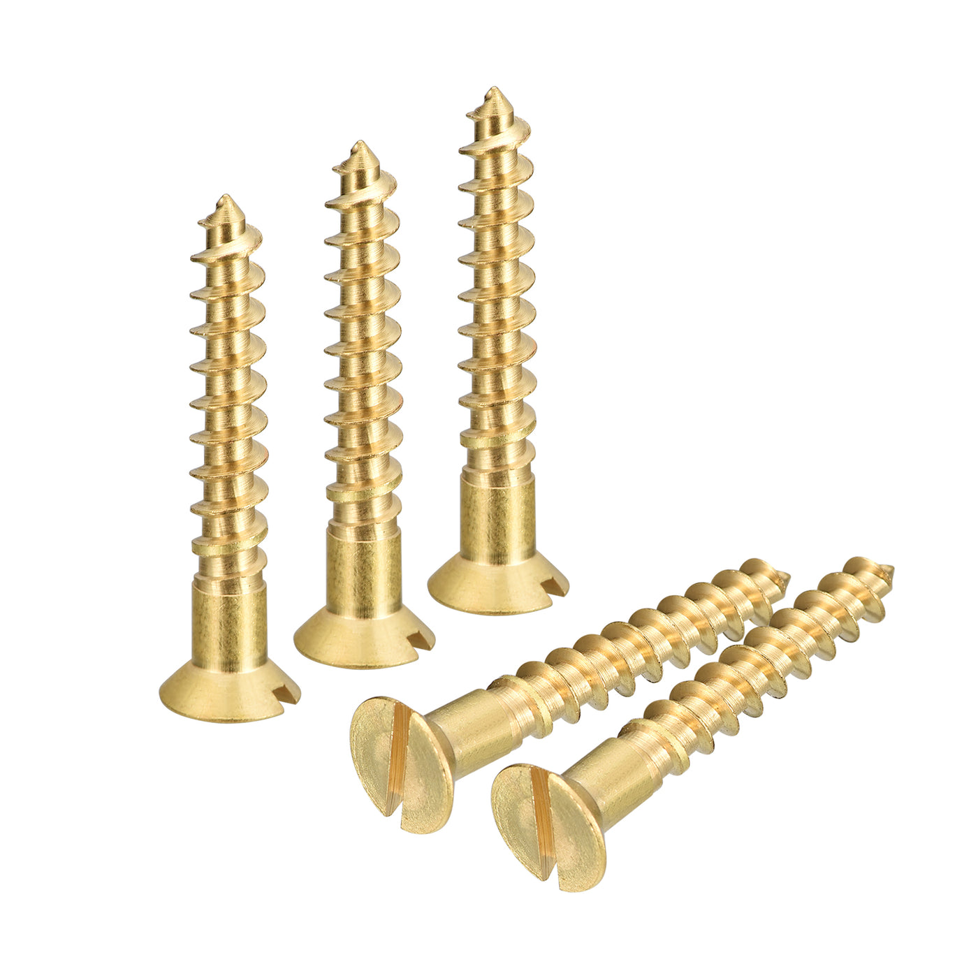 uxcell Uxcell 20Pcs M6 x 40mm Brass Slotted Drive Flat Head Wood Screws Self Tapping Screw
