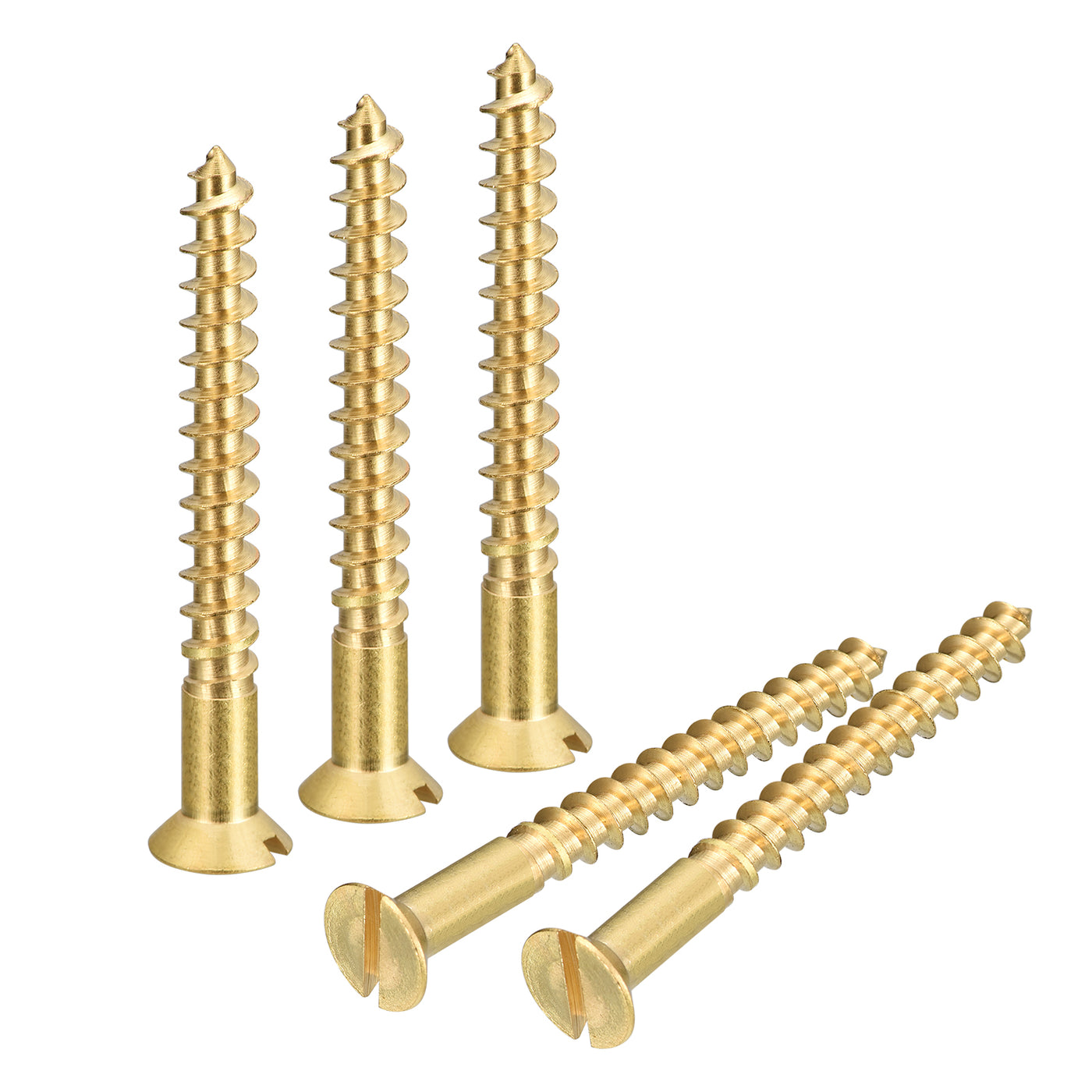 uxcell Uxcell 20Pcs M6 x 60mm Brass Slotted Drive Flat Head Wood Screws Self Tapping Screw
