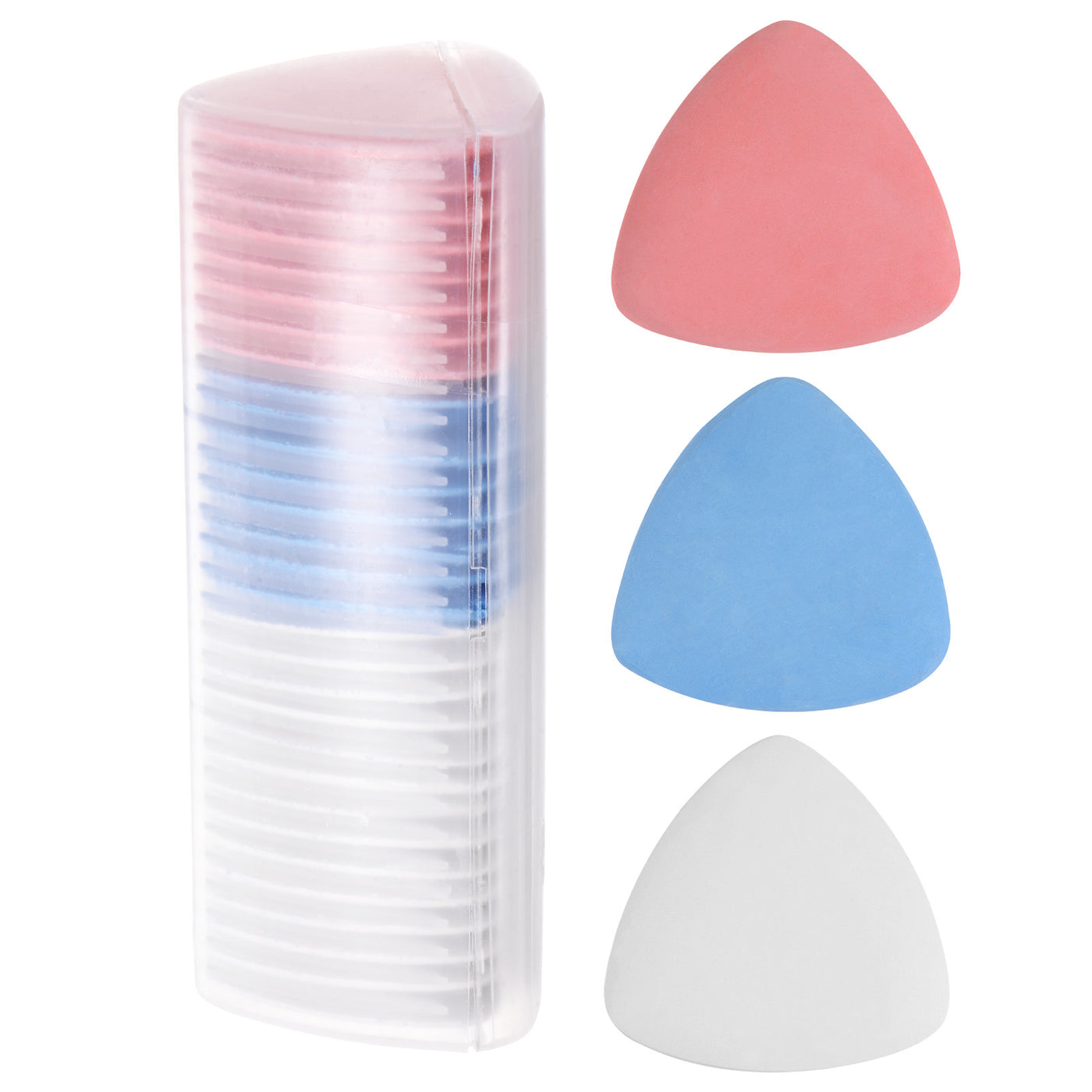 Harfington 30pcs Tailors Chalk, Triangle Sewing Chalk, Fabric Marker White Blue Red