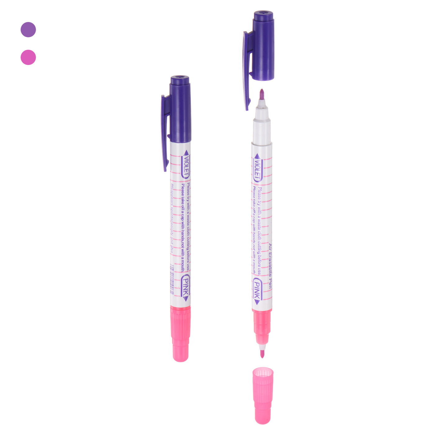 Harfington 12pcs Double Ended Disappearing Ink Fabric Marker Pen, Purple Pink