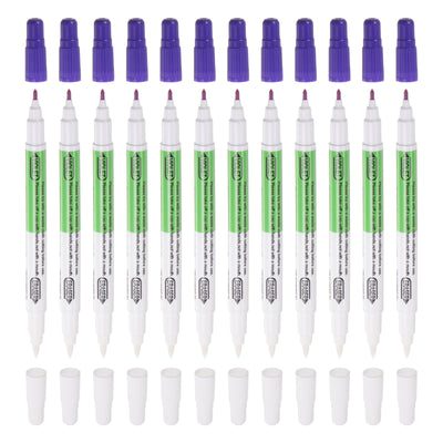 Harfington 12pcs Double Ended Disappearing Ink Fabric Marker Pen, Purple White