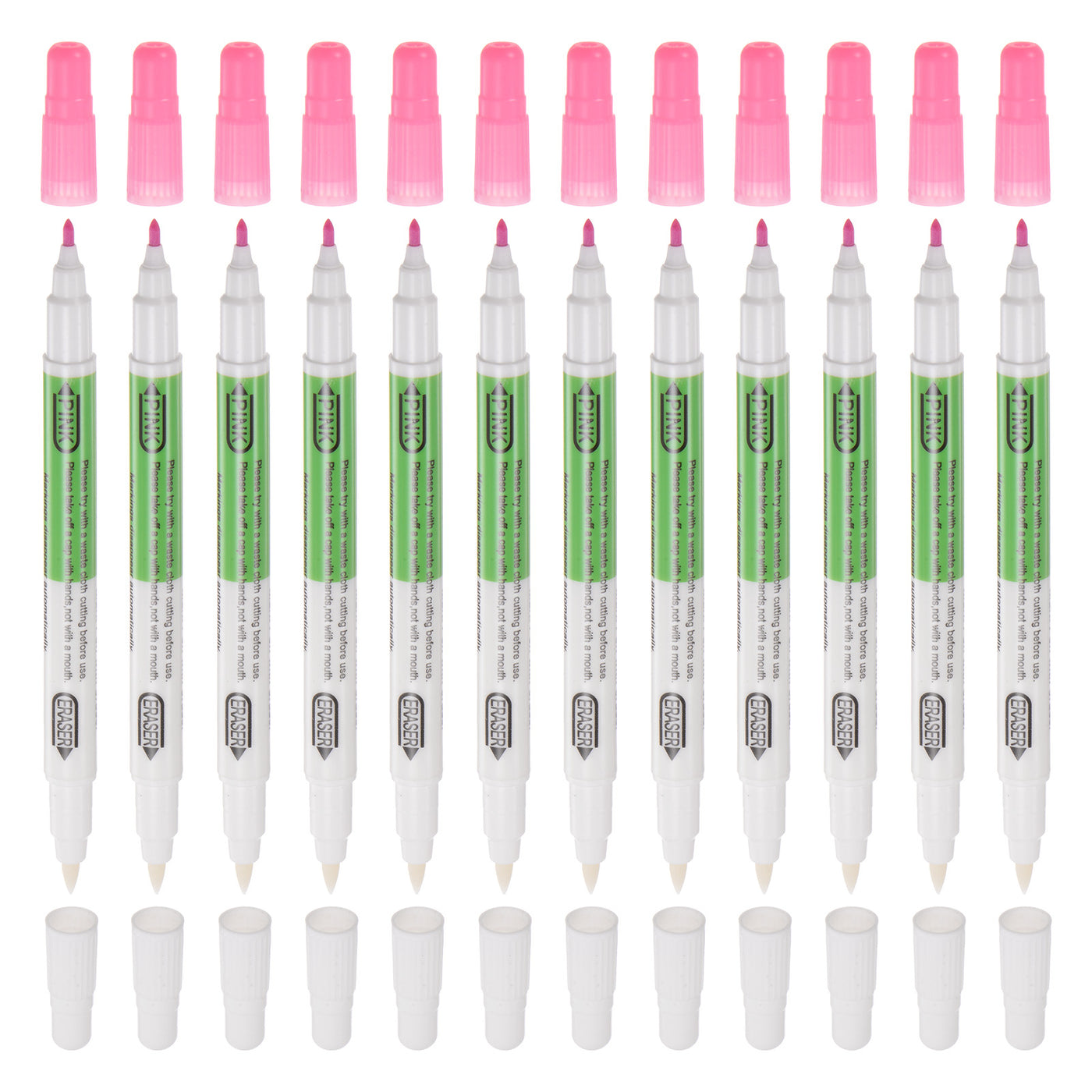 Harfington 12pcs Double Ended Disappearing Ink Fabric Marker Pen, Pink White