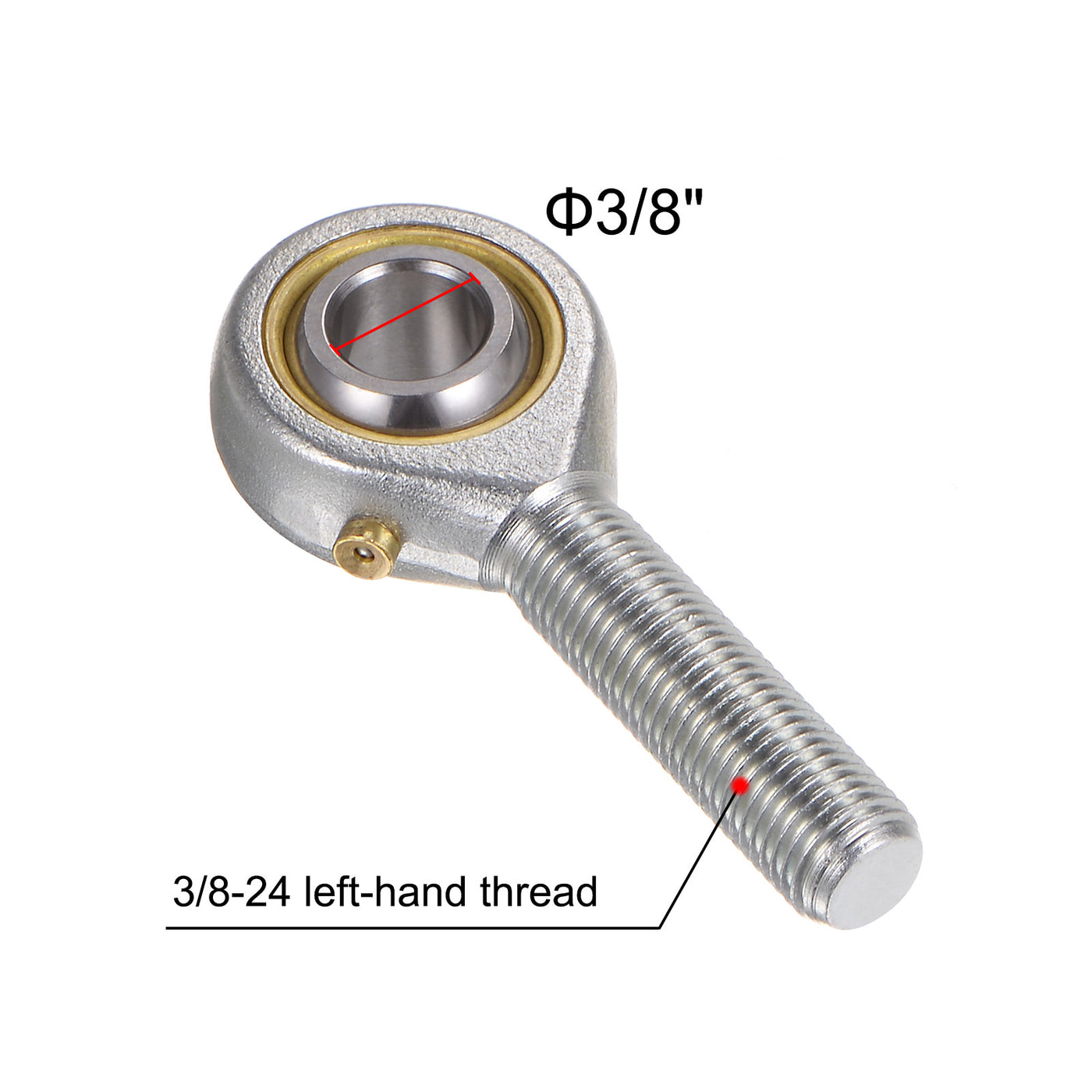 uxcell Uxcell POSB6 Male Rod End 3/8" Bore and 3/8-24 Left Hand Thread,Includes Jam Nut