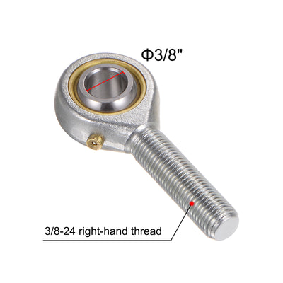 Harfington Uxcell 2pcs POSB6 Male Rod End 3/8" Bore and 3/8-24 Right Hand Thread,Includes Jam Nut