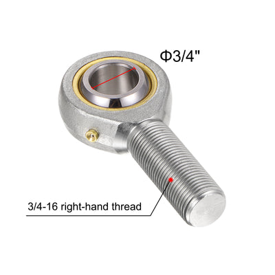 Harfington Uxcell POSB12 Male Rod End 3/4" Bore and 3/4-16 Right Hand Thread,Includes Jam Nut