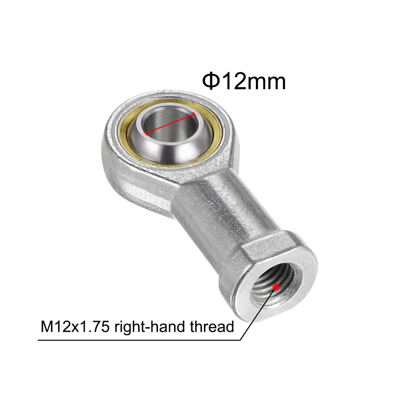 uxcell Uxcell 4pcs SI12TK PHSA12 M12 Female Rod End M12x1.75 Right Hand Thread with Jam Nut