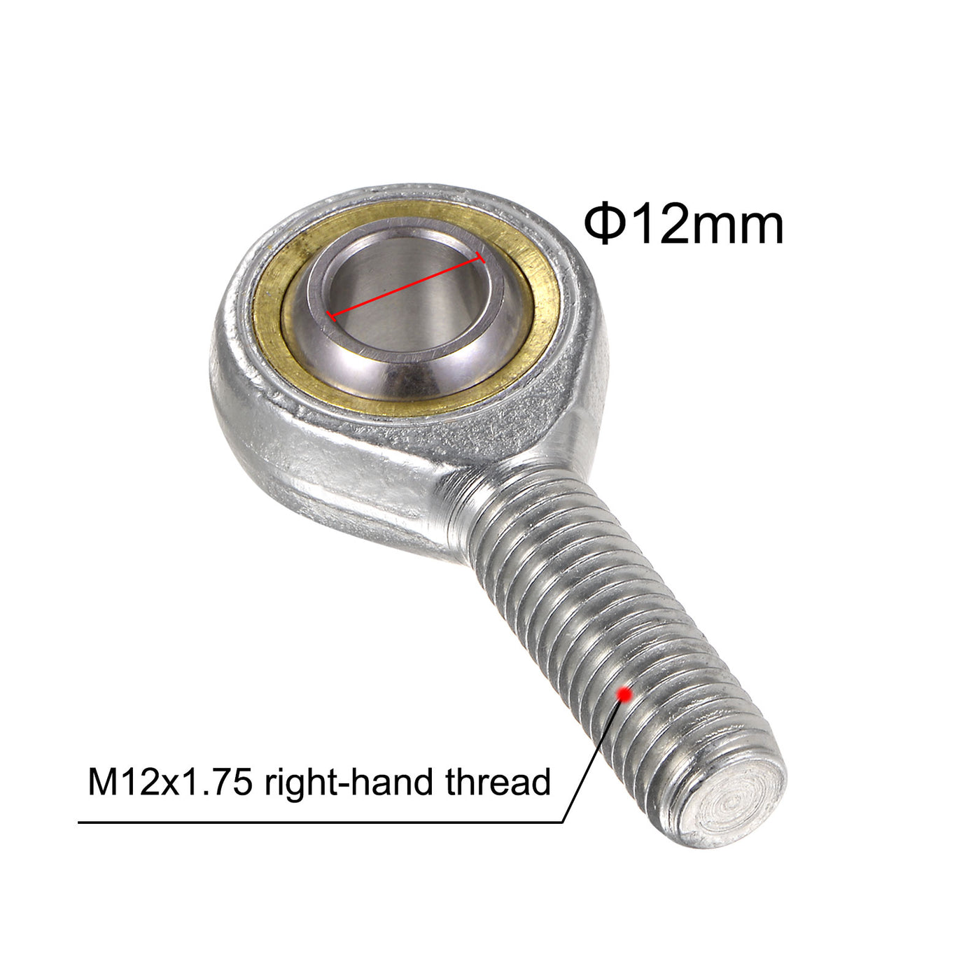 uxcell Uxcell 4pcs SA12TK POSA12 M12 Male Rod End M12x1.75 Right Hand Thread,Includes Jam Nut