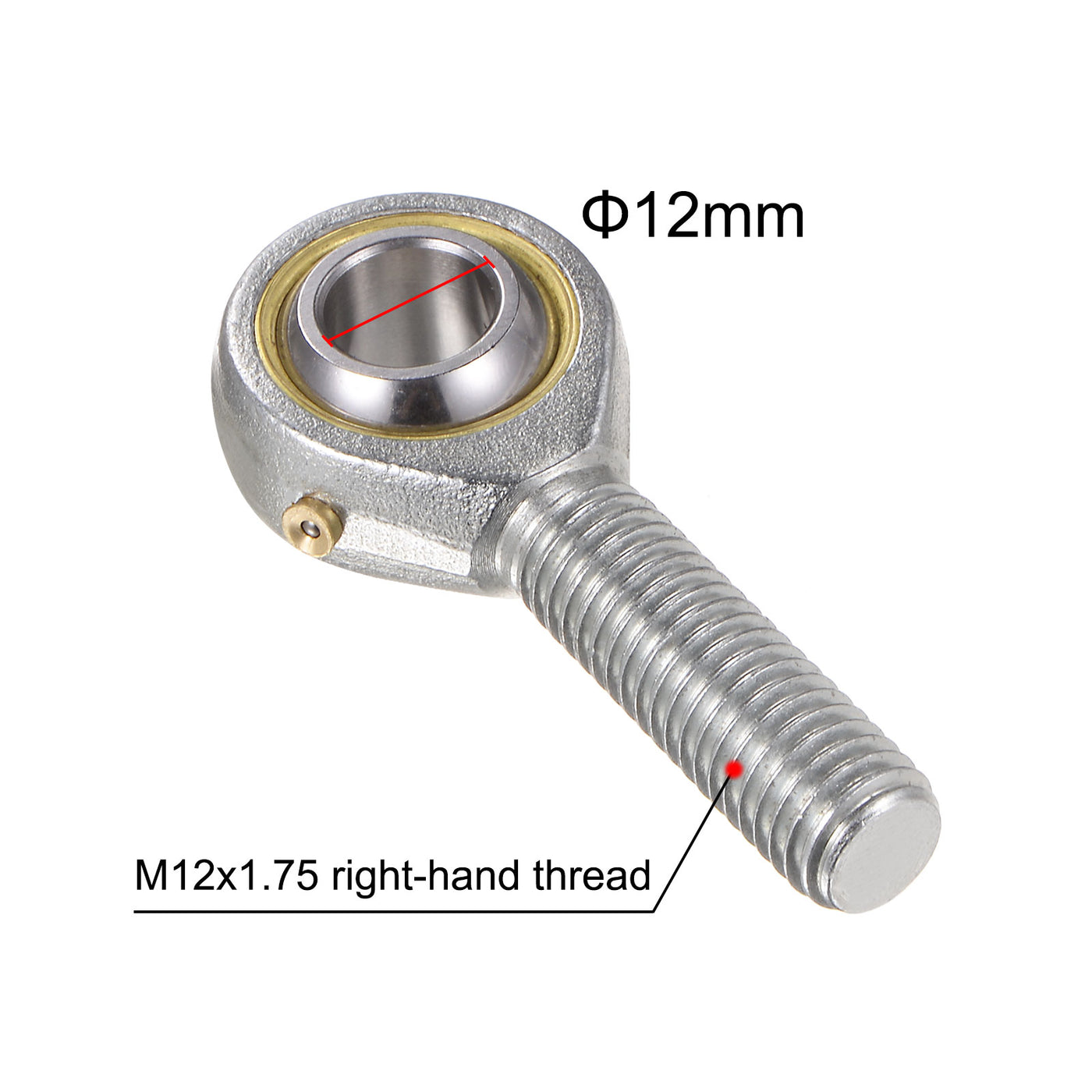 uxcell Uxcell 2pcs POS12 M12 Male Rod End Bearing M12x1.75 Right Hand Thread,Includes Jam Nut