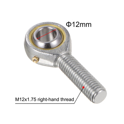 Harfington Uxcell 2pcs POS12 M12 Male Rod End Bearing M12x1.75 Right Hand Thread,Includes Jam Nut