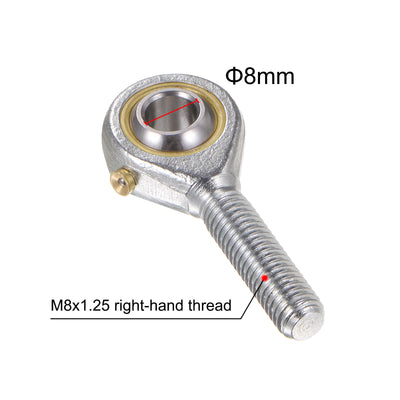 Harfington Uxcell 2pcs POS8 M8 Male Rod End Bearing M8x1.25 Right Hand Thread,Includes Jam Nut
