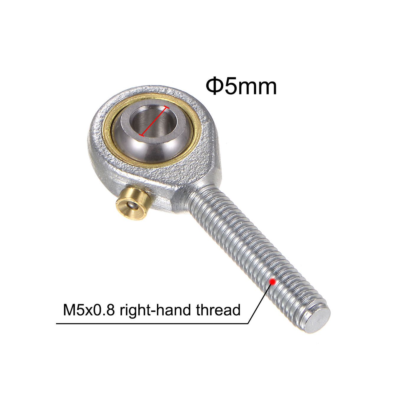 uxcell Uxcell 2pcs POS5 M5 Male Rod End Bearing M5x0.8 Right Hand Thread,Includes Jam Nut