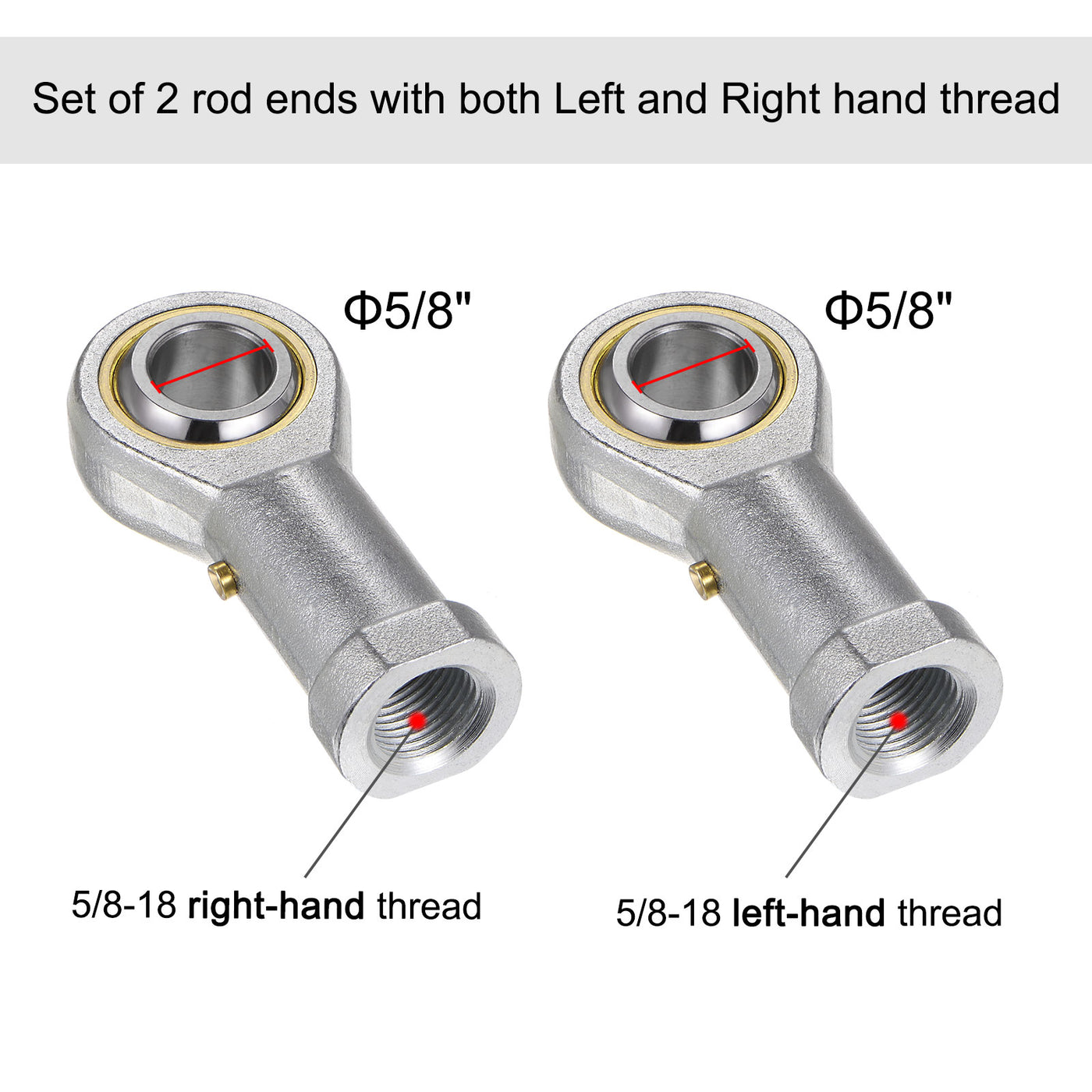 uxcell Uxcell PHSB10 5/8" Female Rod End Set - 2pcs of 5/8-18 Left & Right Thread with Jam Nut