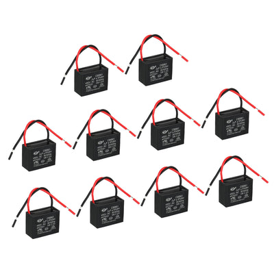 Harfington CBB61 Ceiling Fan Capacitor, 10Pcs 2uF 450V AC 50/60HZ with 2 Wires 38x30x29mm