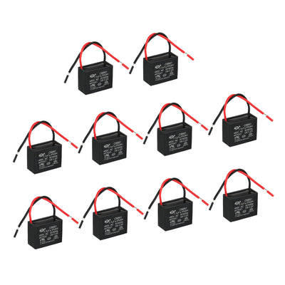 Harfington CBB61 Ceiling Fan Capacitor, 10Pcs 2.5uF 450V AC 50/60HZ with 2 Wires 38x30x29mm