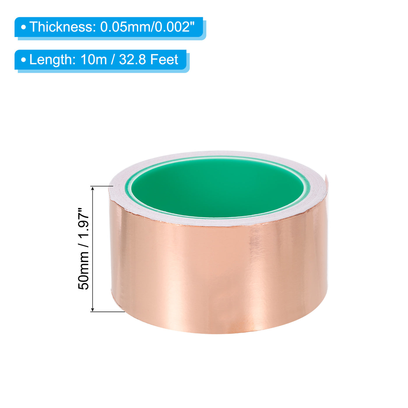 Harfington Copper Foil Tape 1.97 Inch x 33 Feet 0.05mm Thick Double Sided Conductive