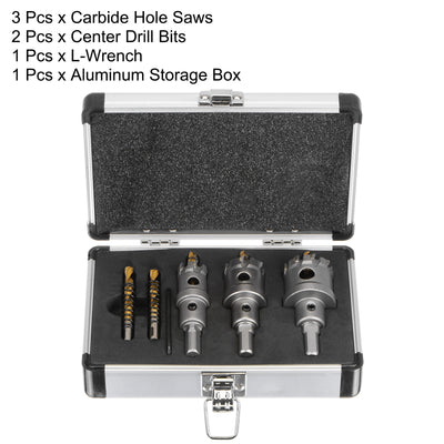 Harfington 5pcs 7/8"- 1-3/8" Tungsten Carbide Tipped Hole Saw Kit Set for Stainless Steel