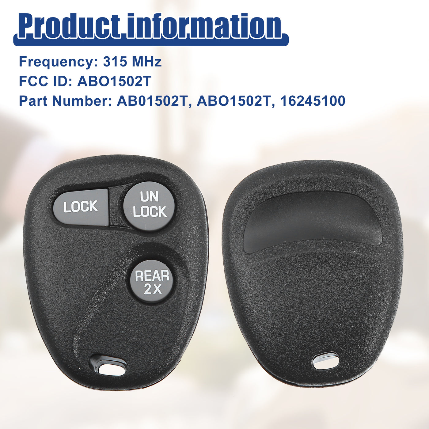 ACROPIX 315 MHz Car Key Fob Keyless Entry Remote Fit for Chevy Express 1500 2500 3500 1998-2002 for GMC Savana 1500 2500 3500 1998-2002 AB01502T 16245100 - Pack of 1 Black
