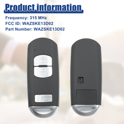 Harfington 315 MHz Key Fob Keyless Entry Remote Fit for Mazda CX-5 2018 for Mazda CX-9 2018-2019 for Mazda CX-3 2018-2019 WAZSKE13D02 - Pack of 1 Black