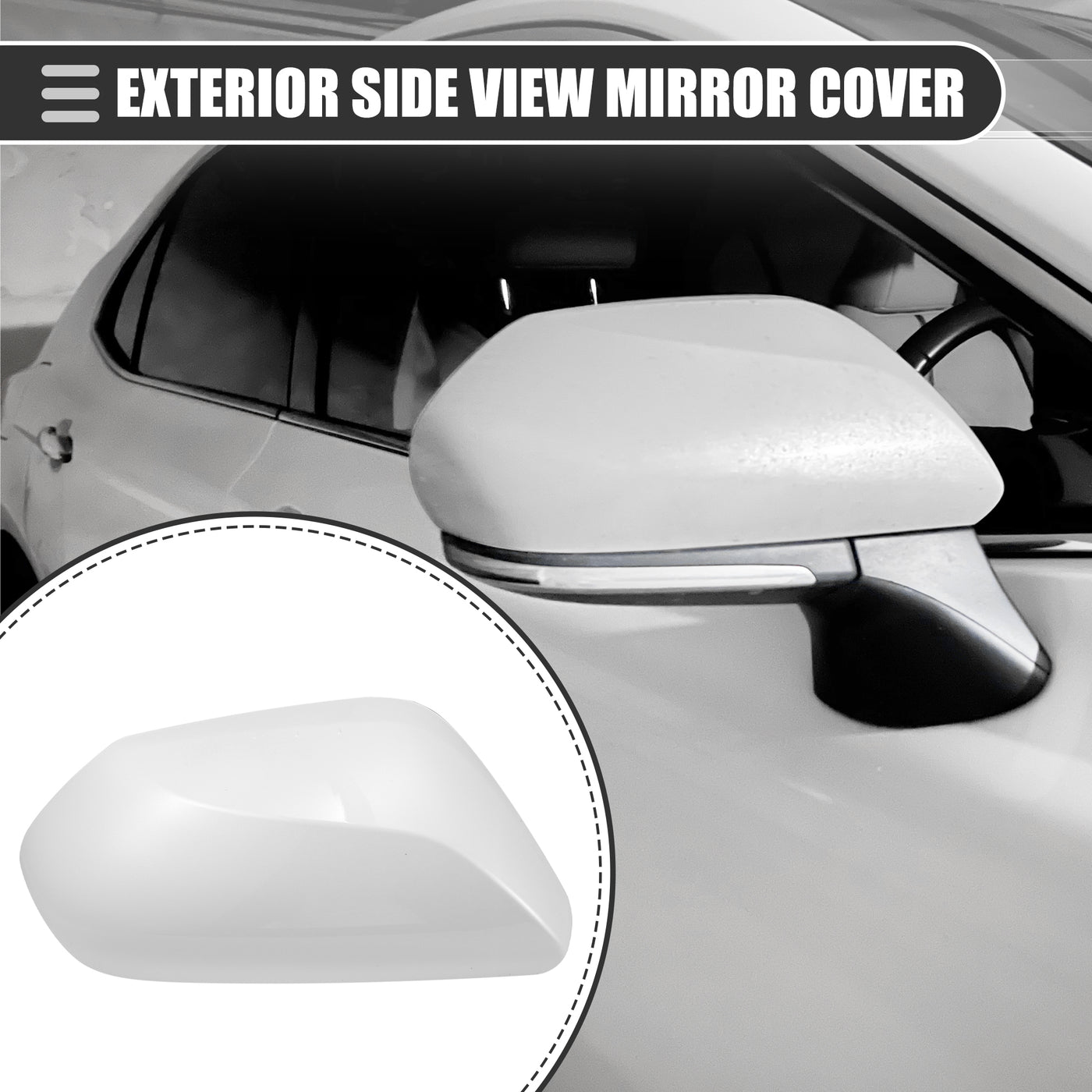 Motoforti Right Side Mirror Cover Cap, Rearview Mirror Cover Cap, for Toyota Camry 2.5L L4 2018-2023, ABS, 87915-06130, White