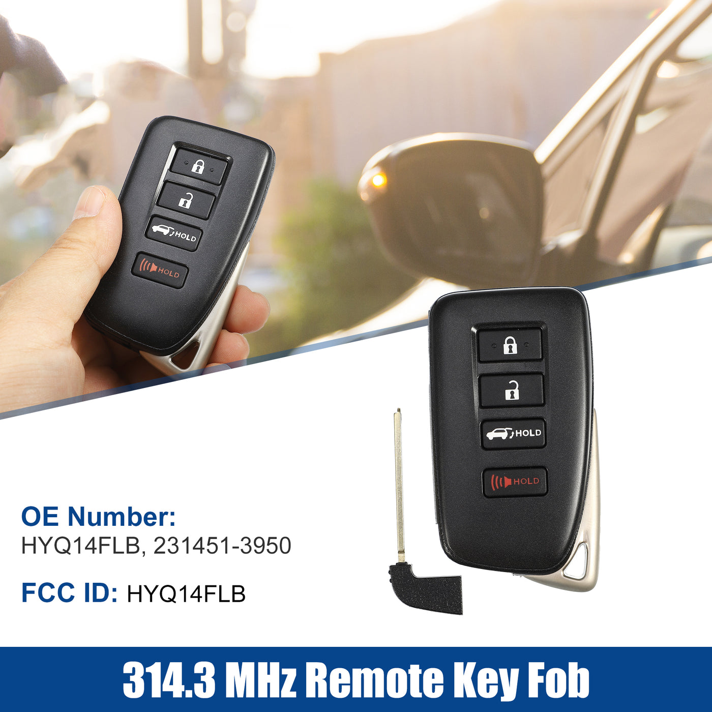 ACROPIX 314.3 MHz SUV Smart Key Fob Keyless Entry Remote Fit for Lexus RX450hL LX570 FSK System HYQ14FLB - Pack of 1 Black