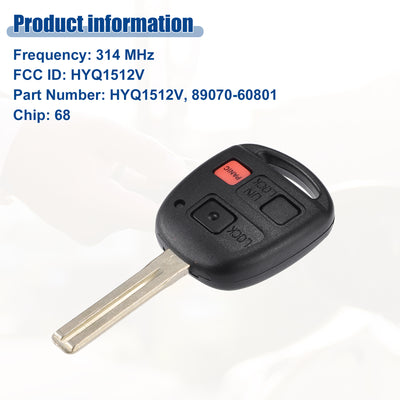 Harfington 314 MHz Key Fob Keyless Entry Remote Fit for Lexus GX470 2003-2008 for Lexus LX470 2002-2006 HYQ1512V - Pack of 1 Black