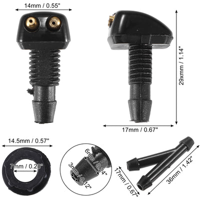 Harfington Front Adjustable Windshield Wiper Washer Nozzle Spray Jet Black - Pack of 9