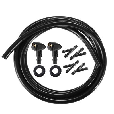 Harfington Front Adjustable Windshield Wiper Washer Nozzle Spray Jet Black - Pack of 9