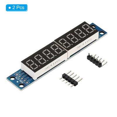 Harfington 0.36" 8 Digit LED Display Module, 2 Pcs 3.5-5V 7 Segment Common Cathode LED Display Digital Tube for Electronic Driver Board 3.2 x 0.6 x 0.5 Inch, Red