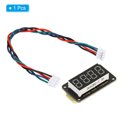Harfington 0.36" 4 Digit LED Display Module, 5V Common Anode LED Display Digital Tube with 4 Pin Wires for Electronic Driver Board 1.6 x 0.9 x 0.6 Inch Red