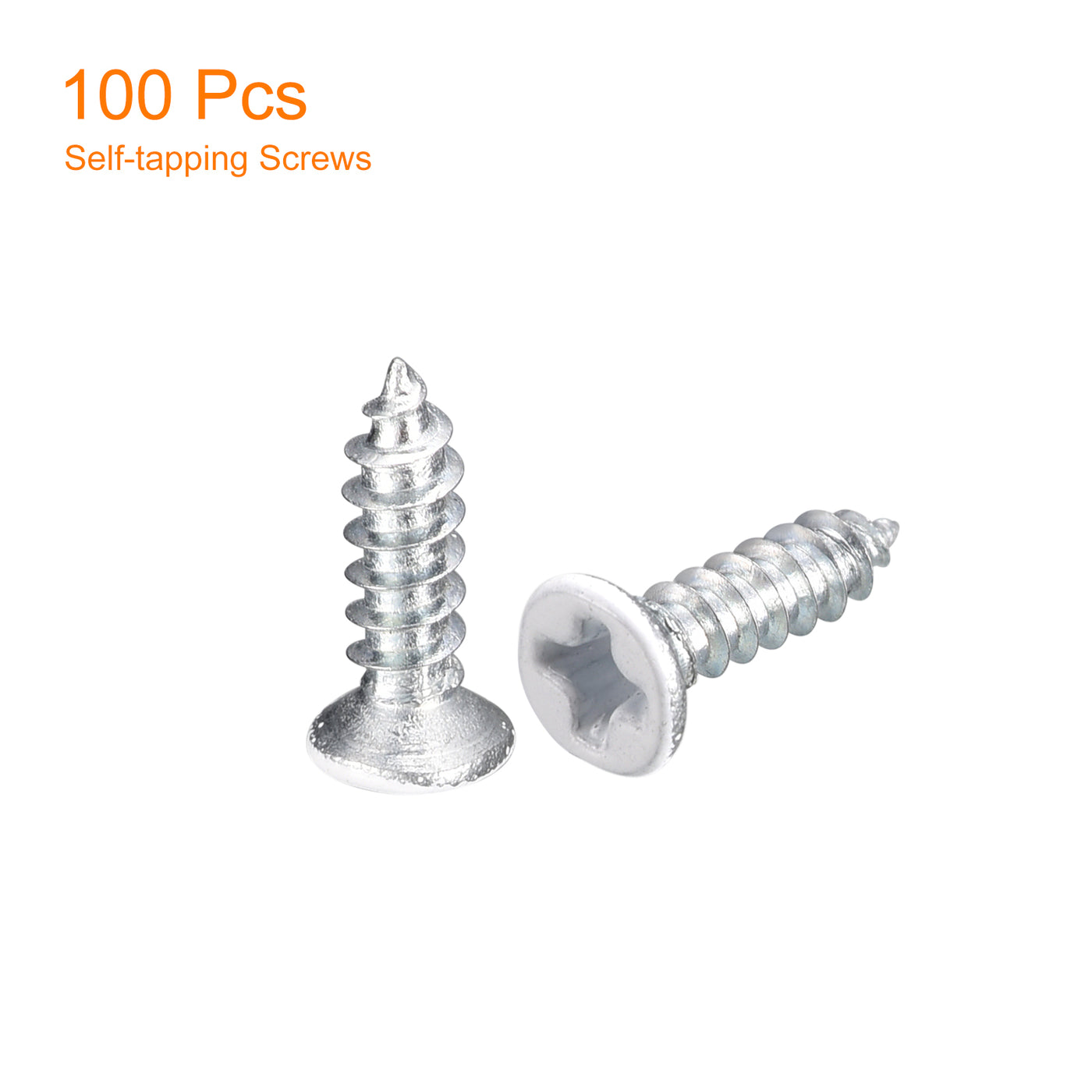 uxcell Uxcell ST2x8mm White Self Tapping Screws, 100pcs Flat Head Phillips Wood Screws