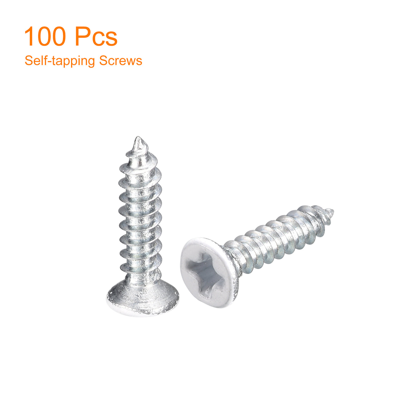 uxcell Uxcell ST2x10mm White Self Tapping Screws, 100pcs Flat Head Phillips Wood Screws