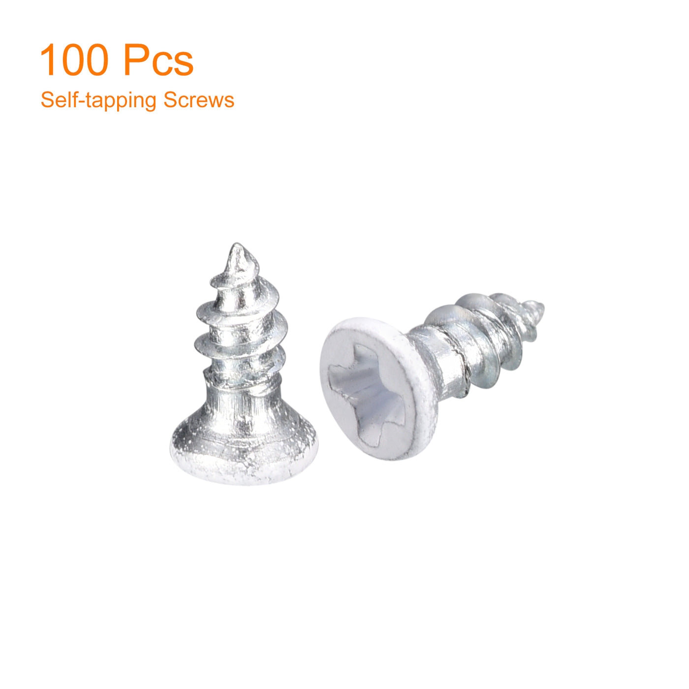 uxcell Uxcell ST2.5x6mm White Self Tapping Screws, 100pcs Flat Head Phillips Wood Screws