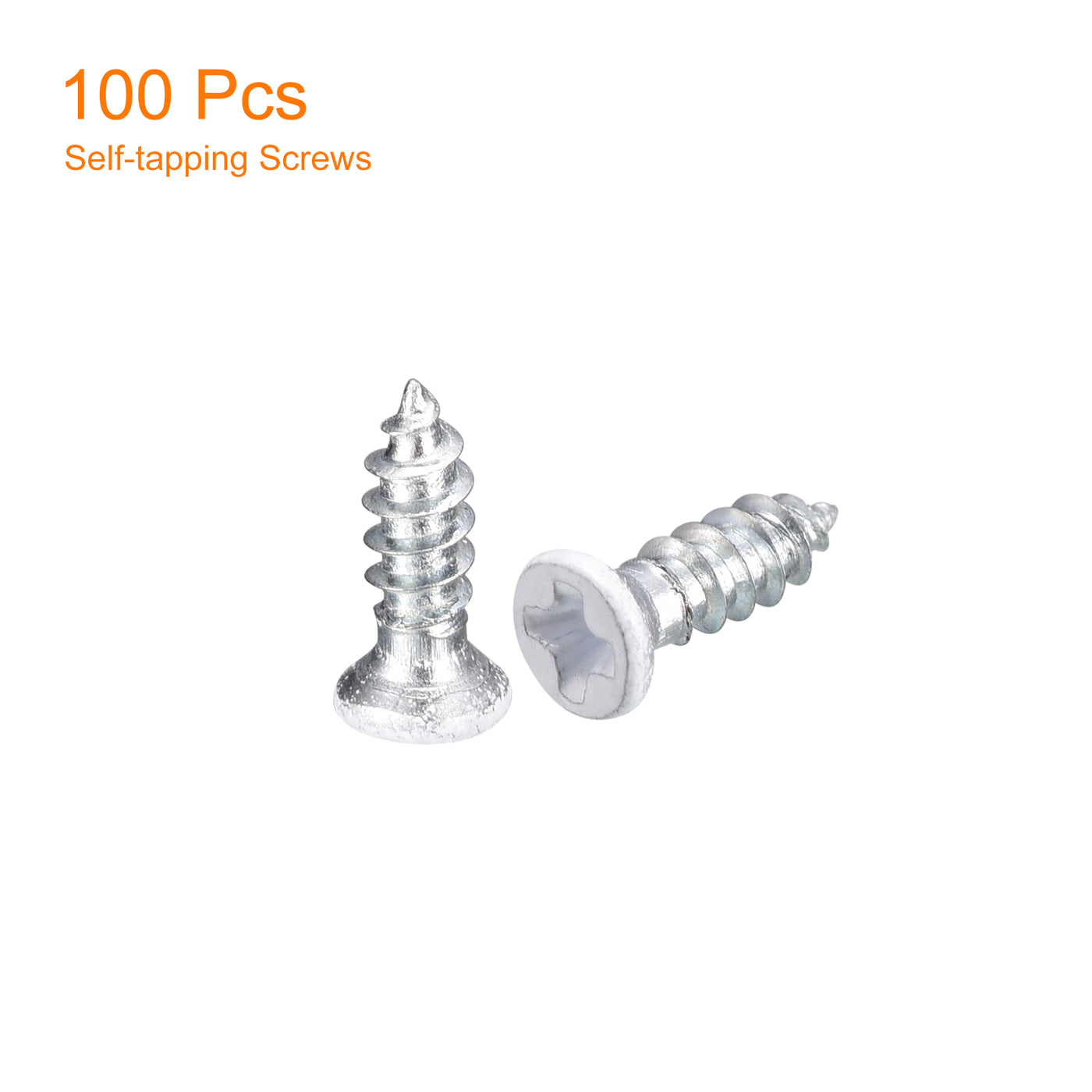 uxcell Uxcell ST2.5x8mm White Self Tapping Screws, 100pcs Flat Head Phillips Wood Screws