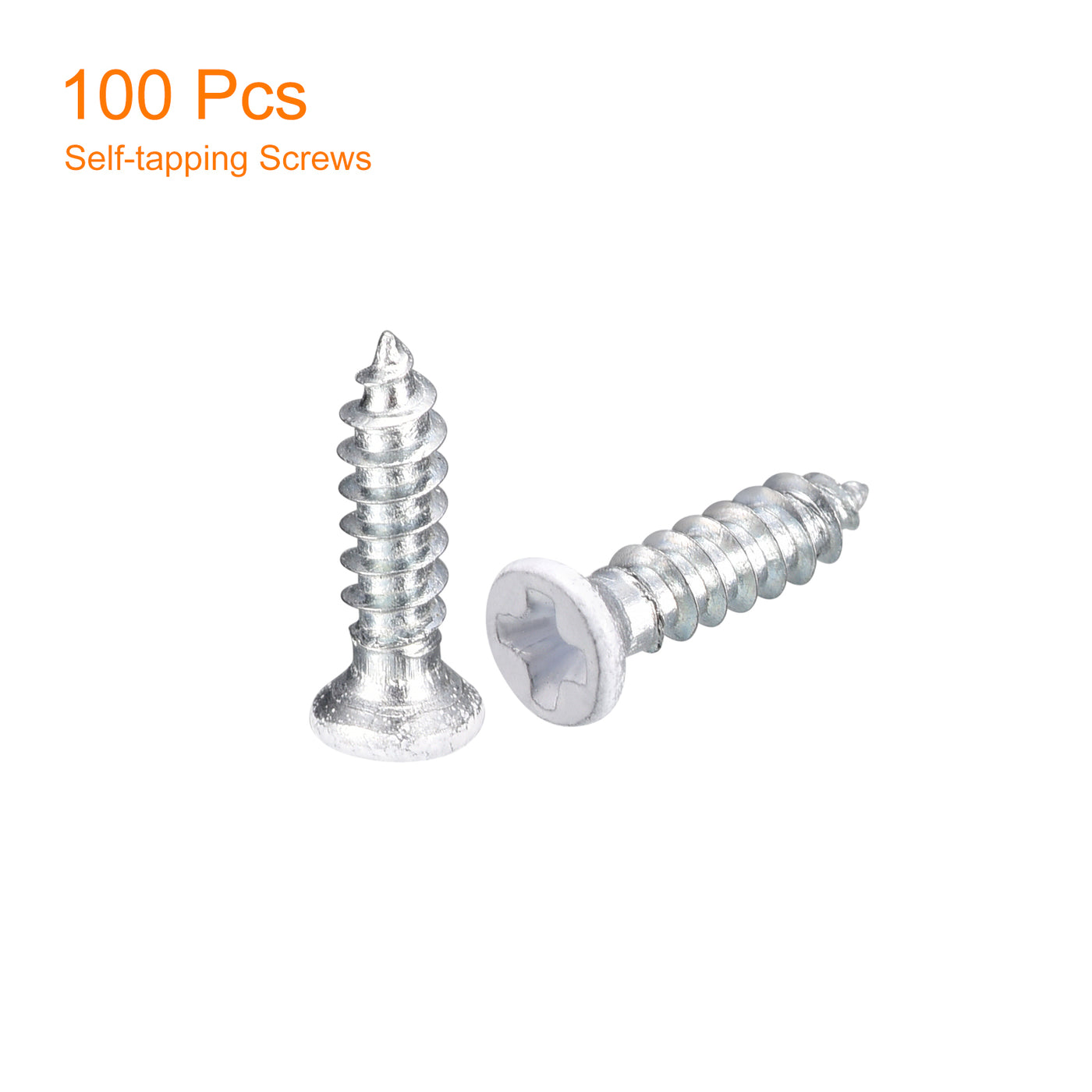 uxcell Uxcell ST2.5x10mm White Self Tapping Screws, 100pcs Flat Head Phillips Wood Screws